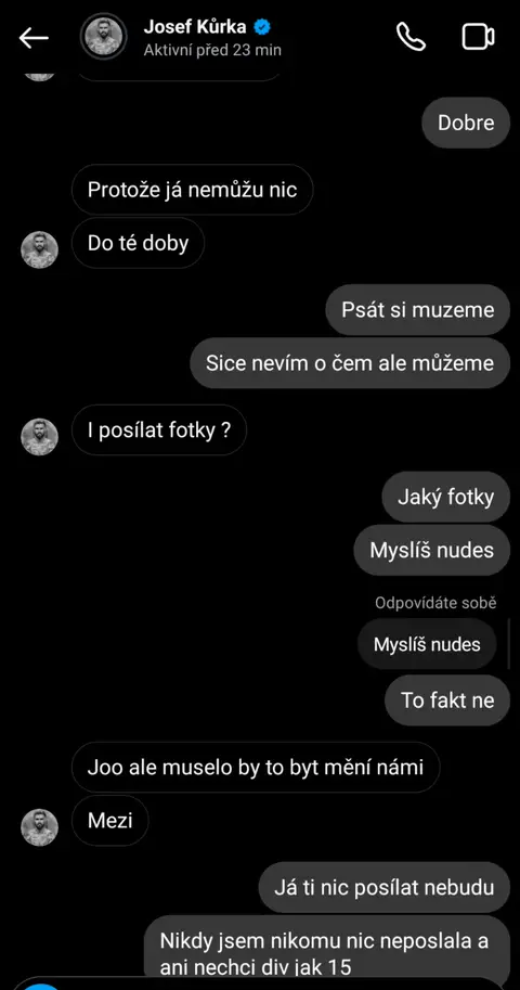 Konverzace Josefa Kůrky s nezletilou — screenshot 03 z 21