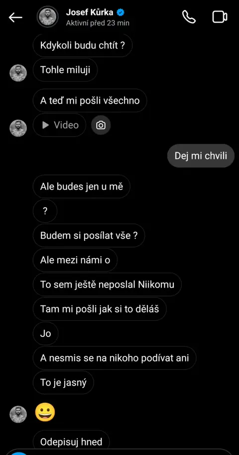 Konverzace Josefa Kůrky s nezletilou — screenshot 15 z 21