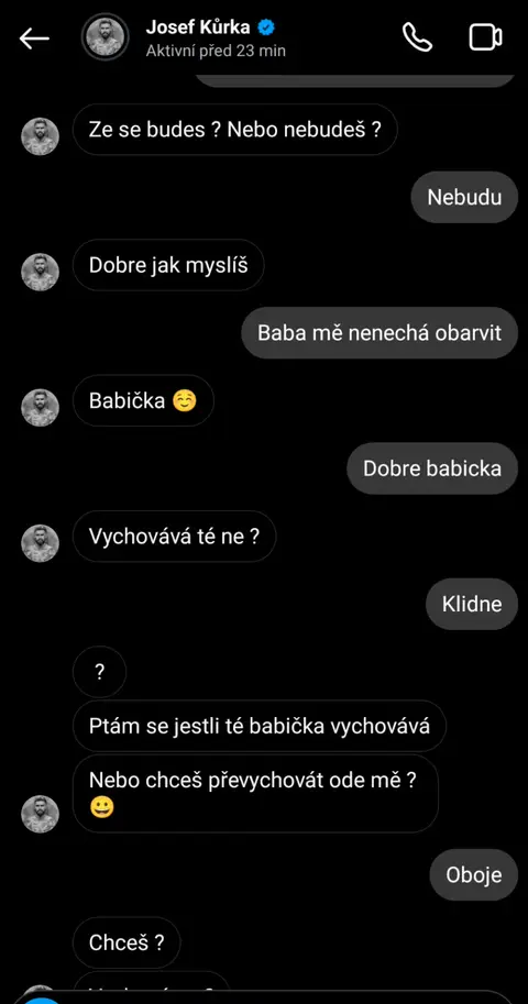 Konverzace Josefa Kůrky s nezletilou — screenshot 18 z 21