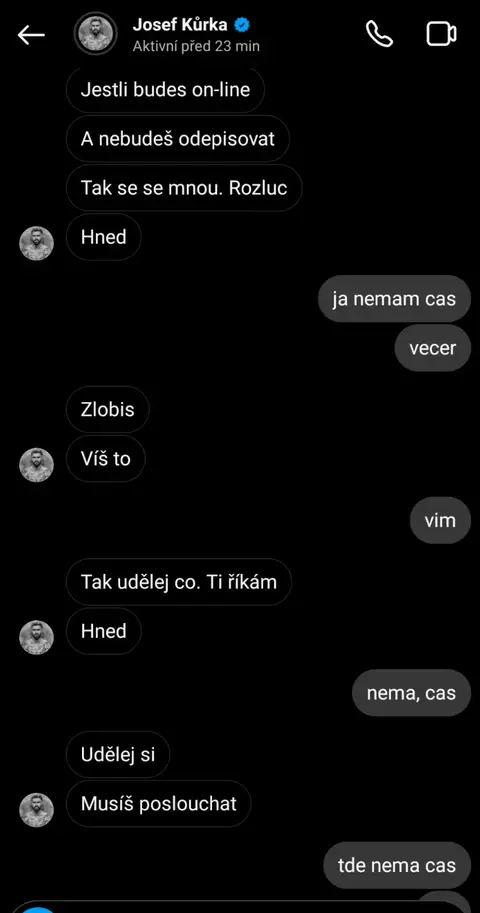Konverzace Josefa Kůrky s nezletilou — screenshot 20 z 21